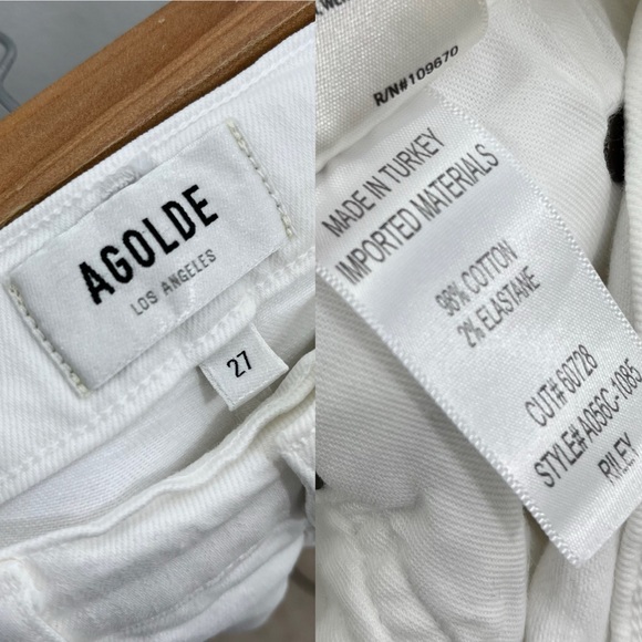 AGOLDE White Riley Ankle Crop Jeans 26” size 27 - Picture 5 of 8